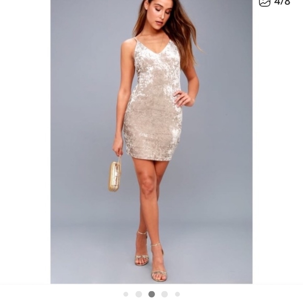 Astr Womens Champagne Crushed Velvet Mini Dress Y2K Size Small Parties Night Out